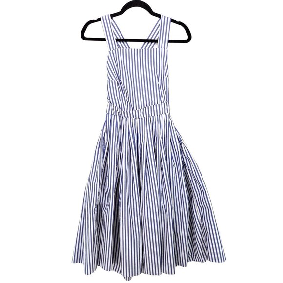 Mark D Sikes Stripped Midi Dress With Open Back Womens Size 2 Pockets - Picture 2 of 16